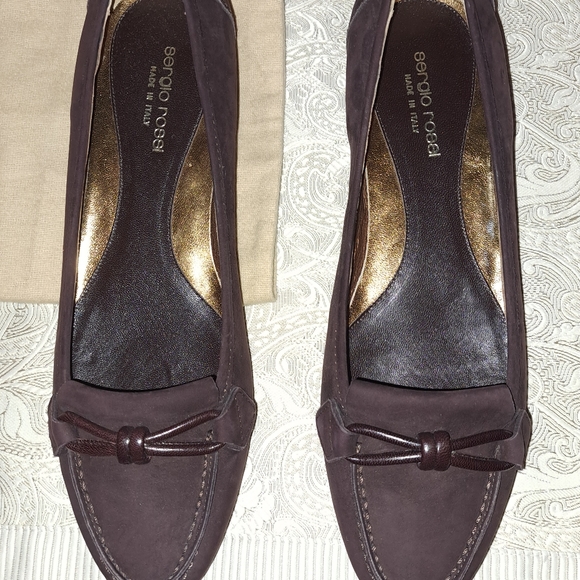Sergio Rossi Brown Suede Flats 9.5 Narrow - Picture 9 of 13